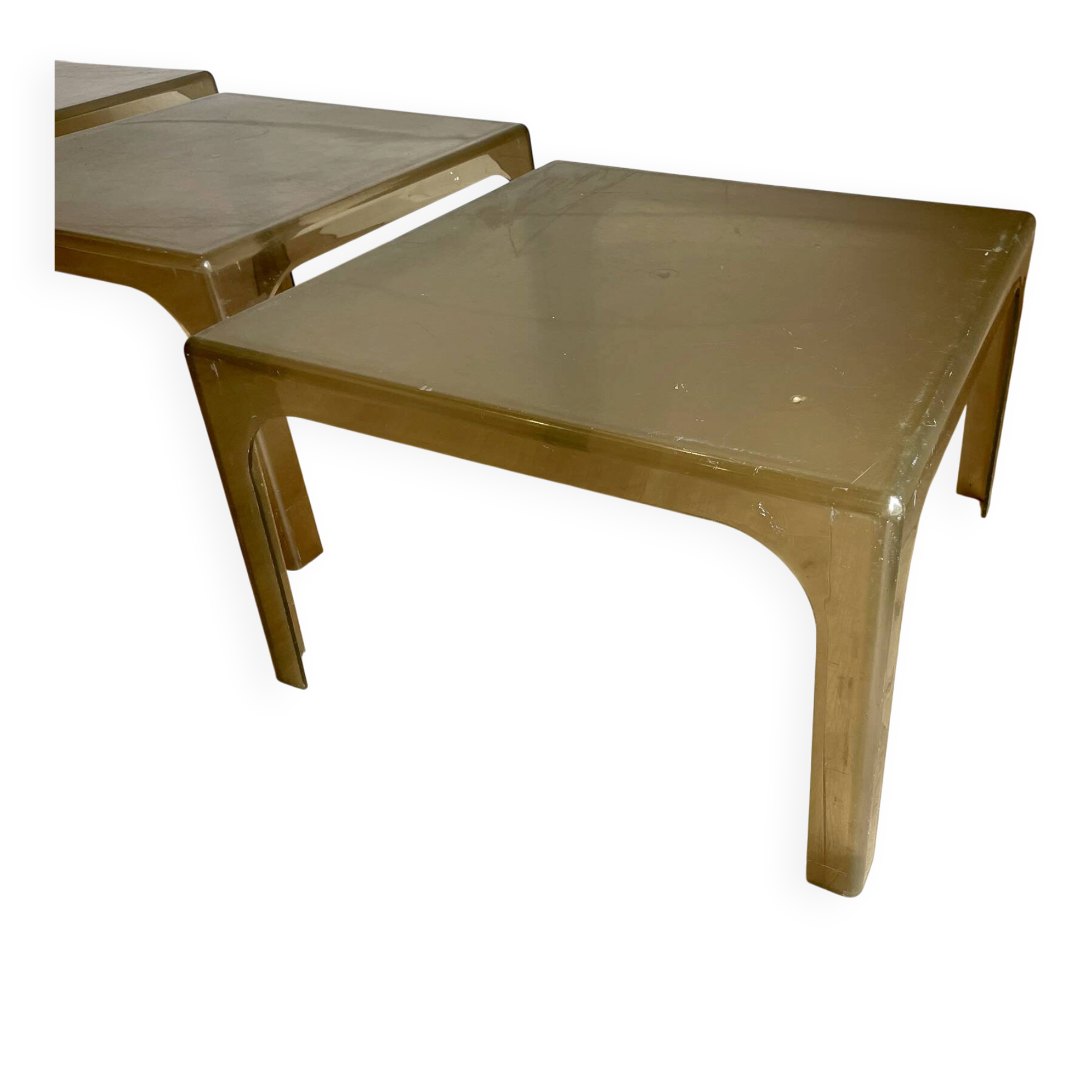 3 vintage smoked plexiglass coffee tables / side tables – Space Age