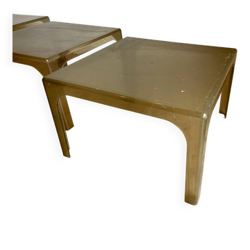 3 tables basses / bout de canapé vintage en plexiglas fumé –  Space Age