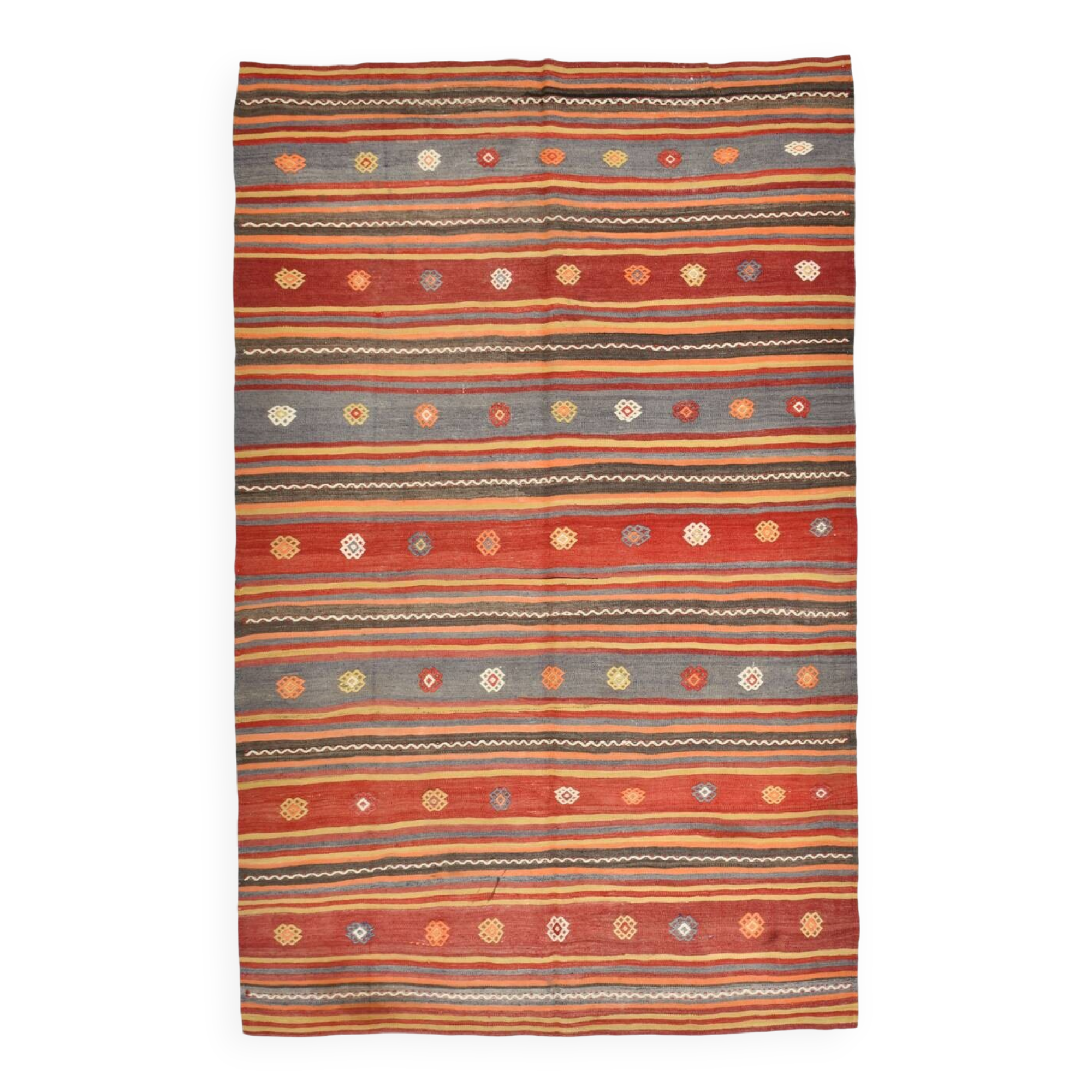 6x9 Striped Vintage Kilim Rug, Home Decor Carpet, 175x276Cm