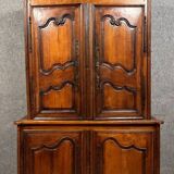 Louis XV style two-part sideboard in cherry and walnut circa 1880
