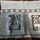 White cotton lace embroidery shelf or fireplace border