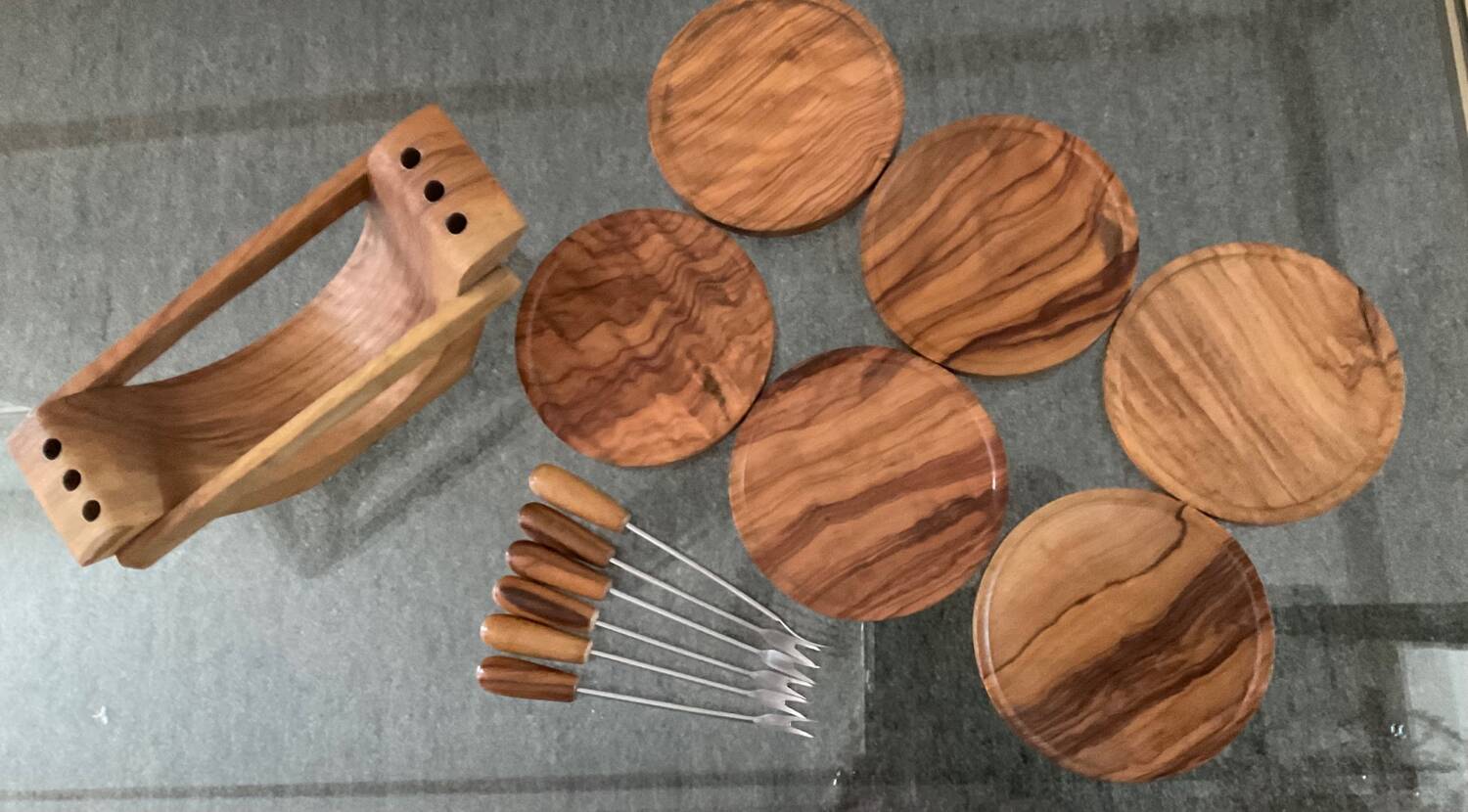 Vintage wooden coaster set