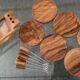 Vintage wooden coaster set