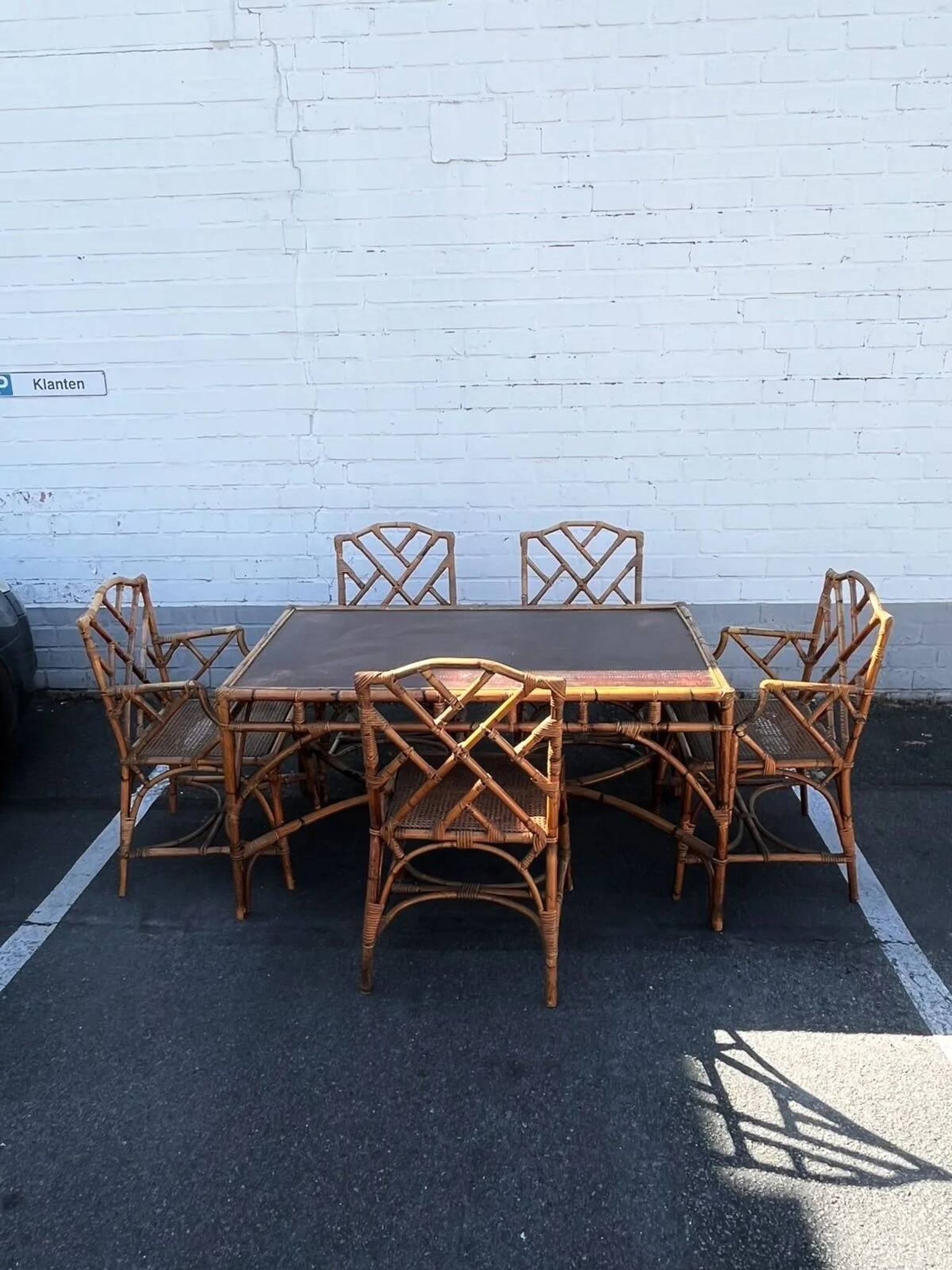 Vintage bamboo dining set in Chippendale style, Italy, year