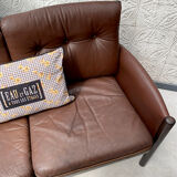 Scandinavian bench in chocolate leather