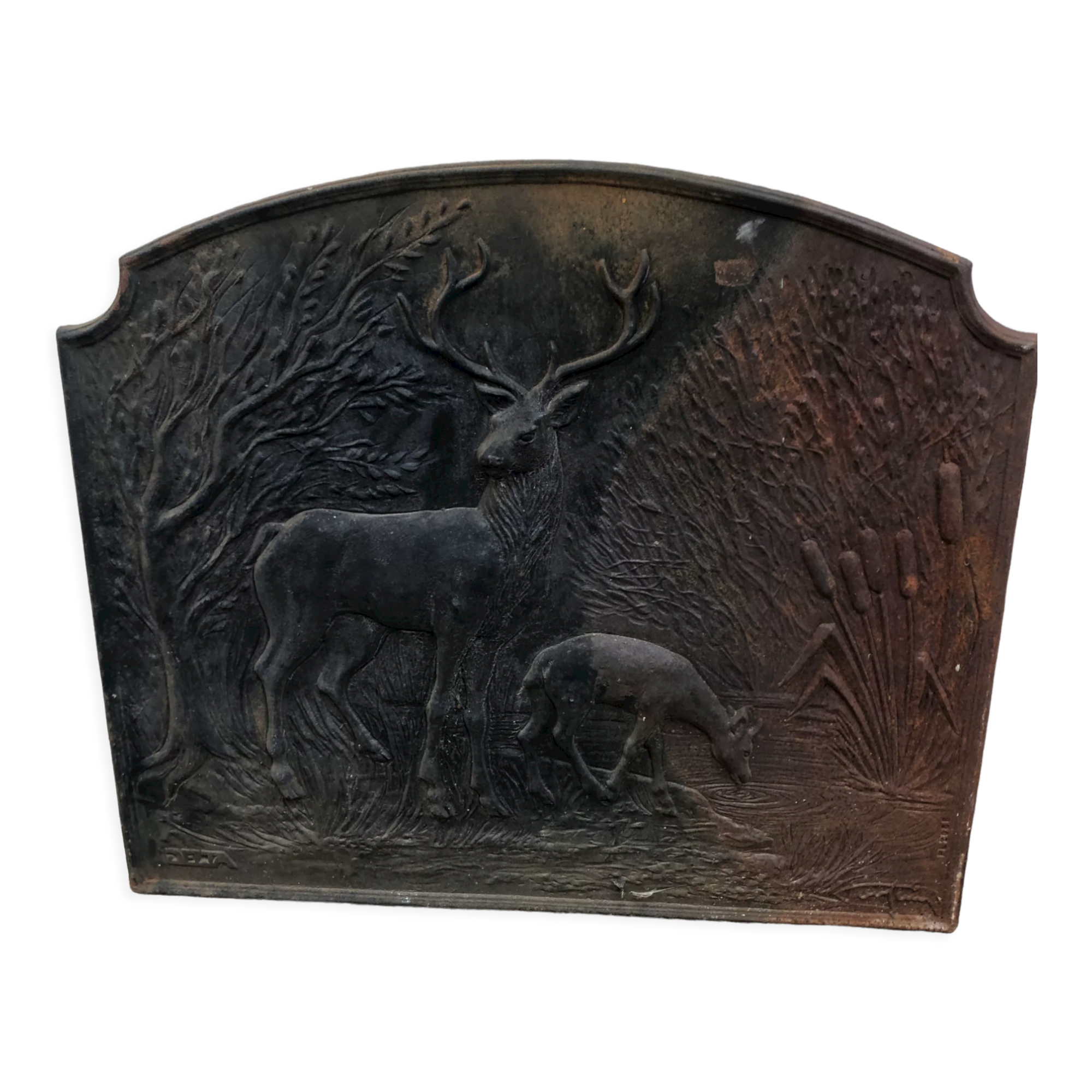 Deer and roe deer fireplace plate