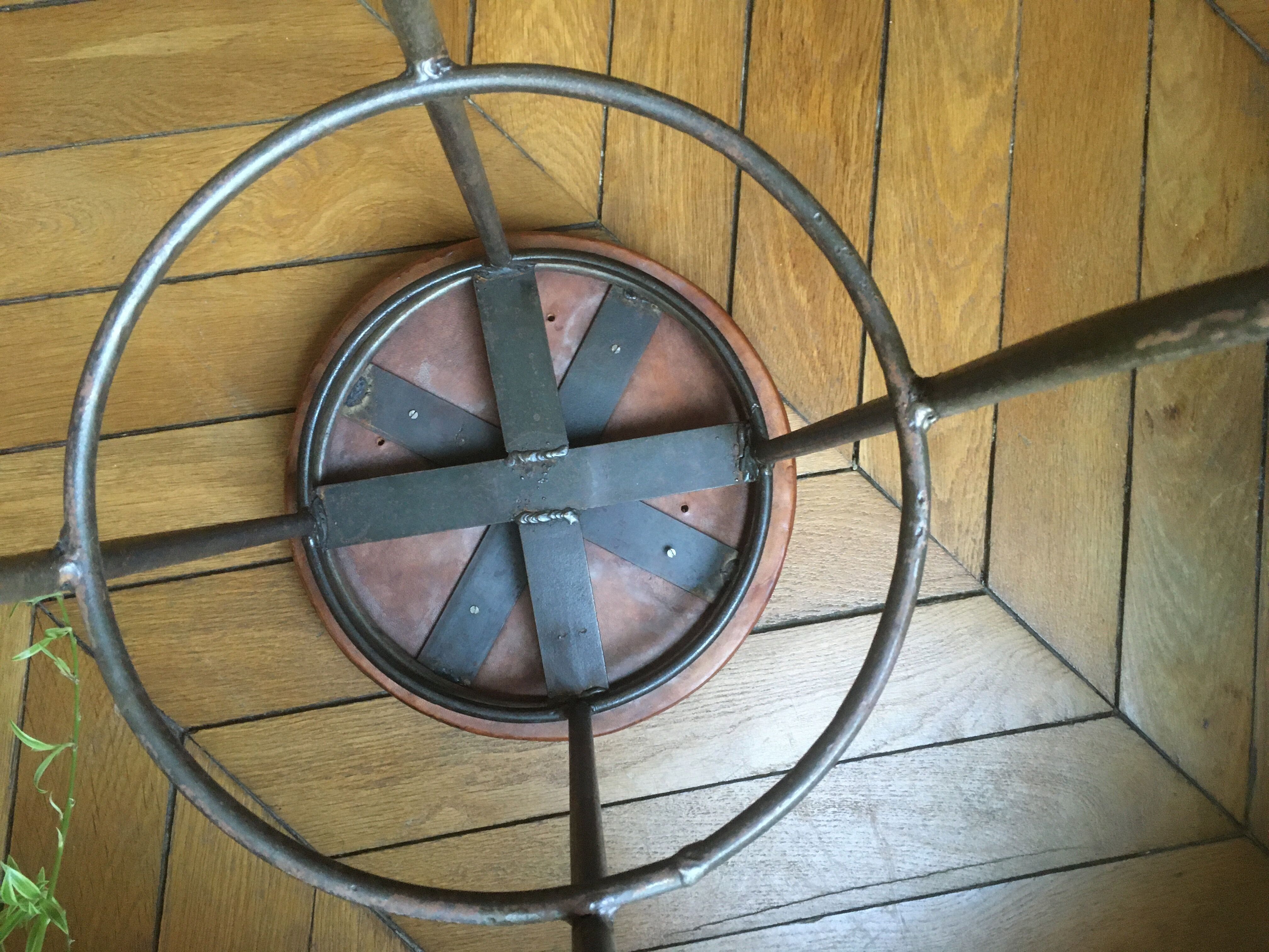 Pair of leather seated bar stools
