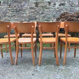 Vintage chairs stamped Thonet in curved beech wood and curved cp backrest.
