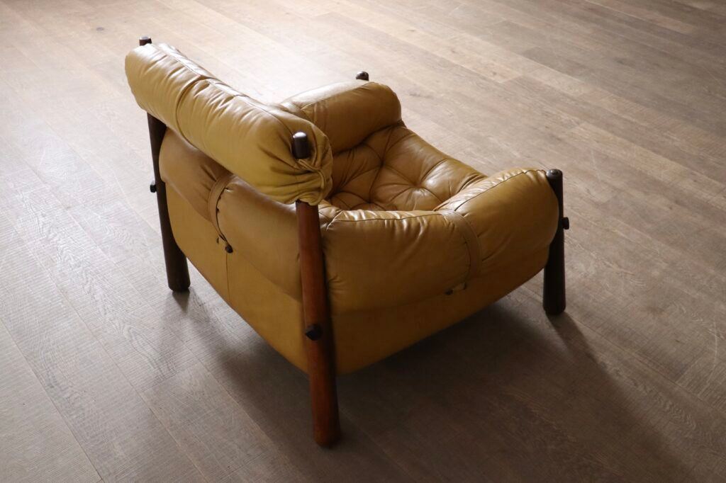 Percival Lafer MP-81 lounge chair in yellow leather, Brazil 1970s