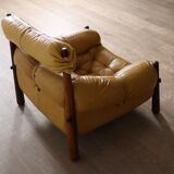 Percival Lafer MP-81 lounge chair in yellow leather, Brazil 1970s