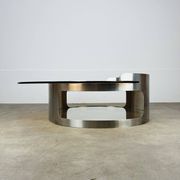 Kappa coffee table in steel and smoked glass, Maria Pergay style, 1970s.