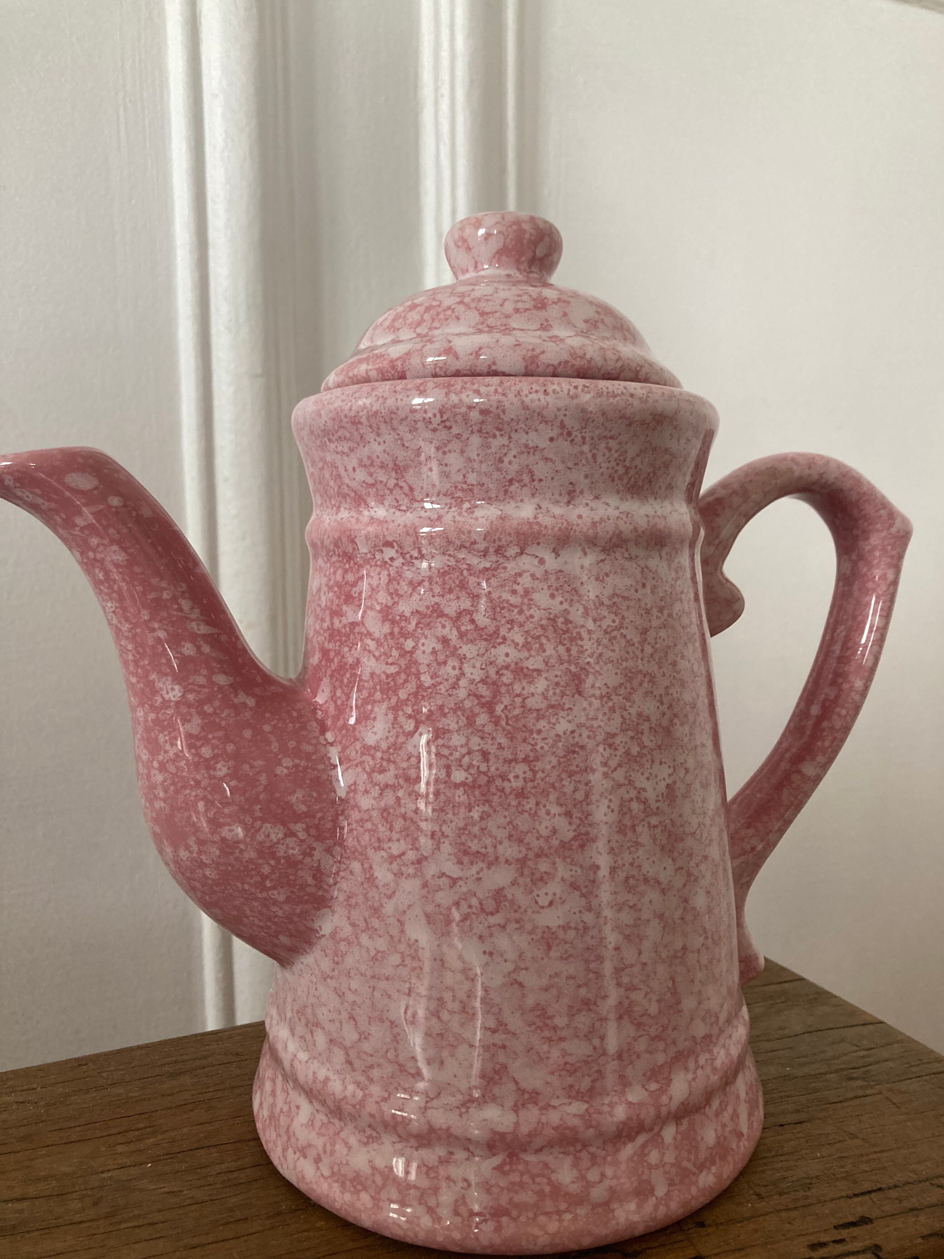 Pink speckled teapot