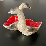 Duo goose-shaped goose and pepper shaker in ceramic