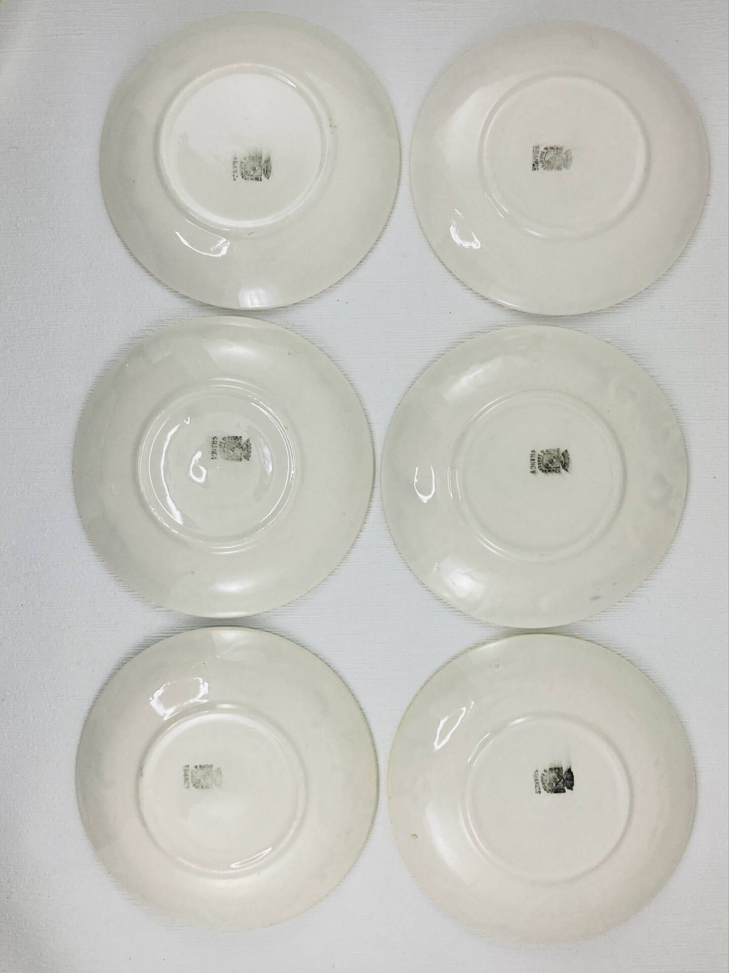 6 Vintage Cups and 6 Saucers Digoin Sarreguemines Basket Model