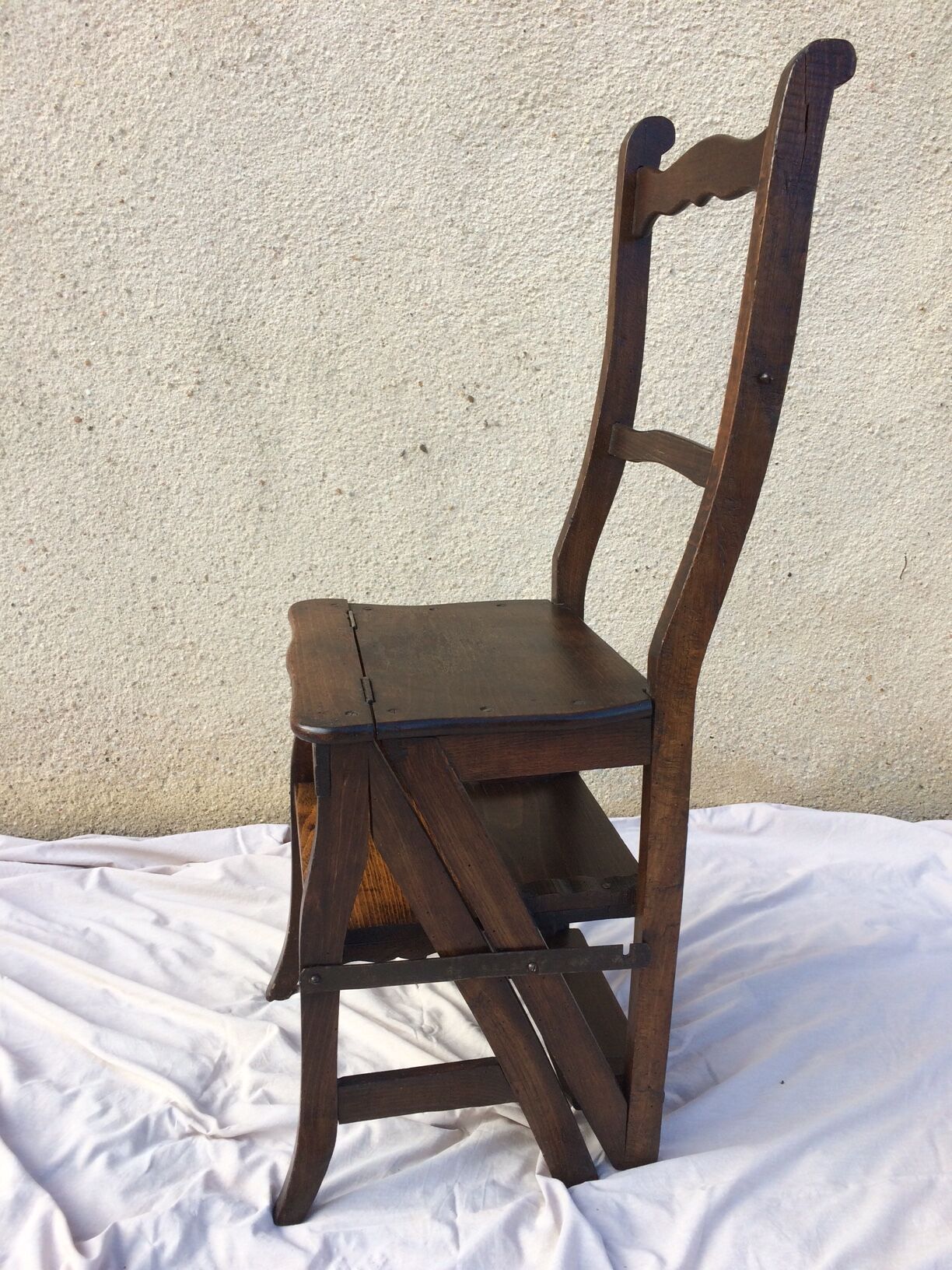 Old wooden stepladder chair