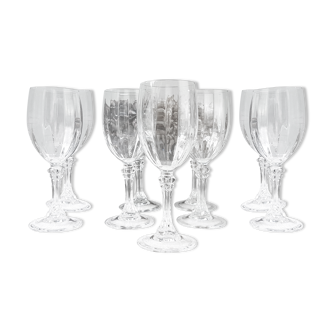 Lot de 9 verres à eau en cristal cannelé