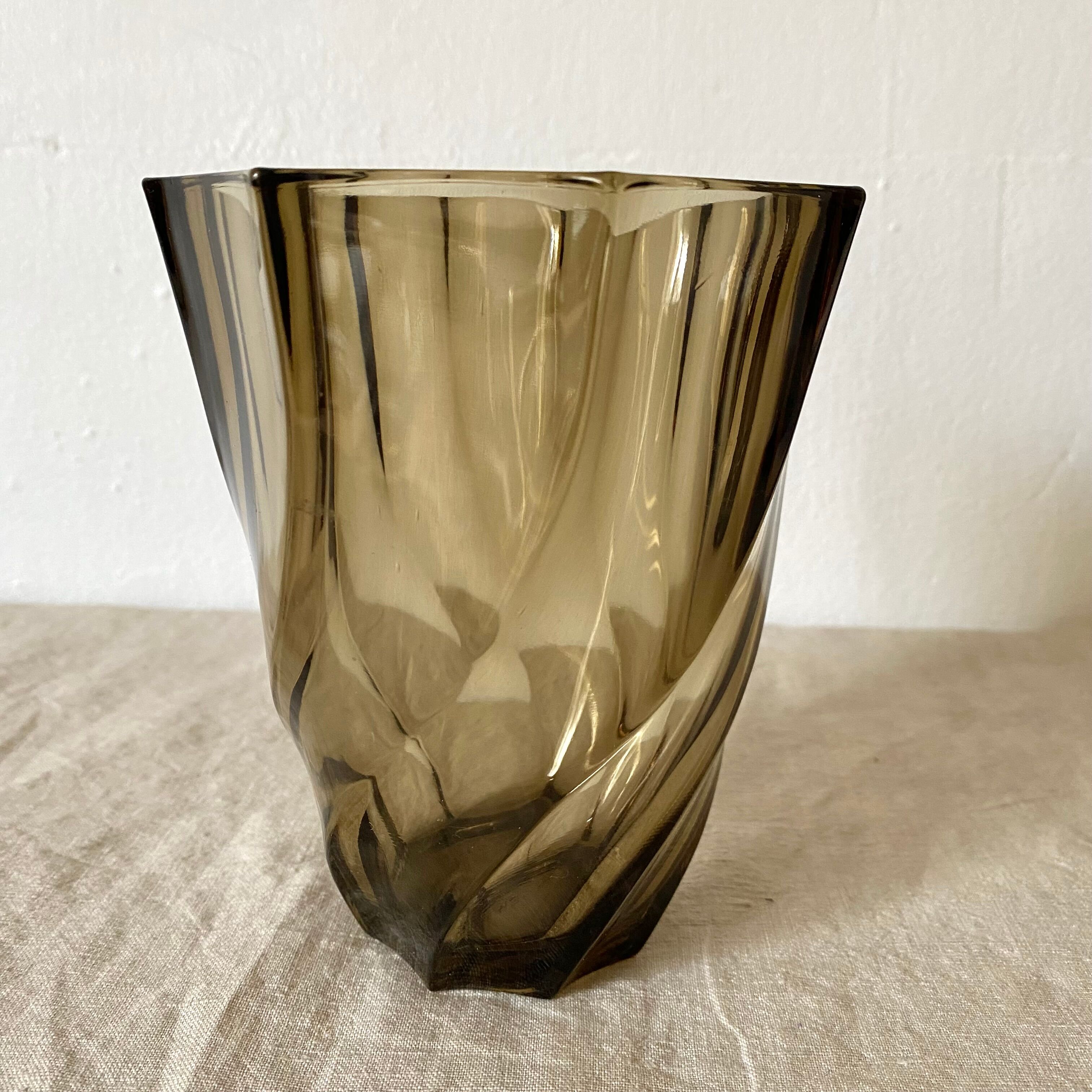 Vintage smoked glass vases