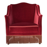 1970s, Danish armchair, furniture velour, ash wood legs.