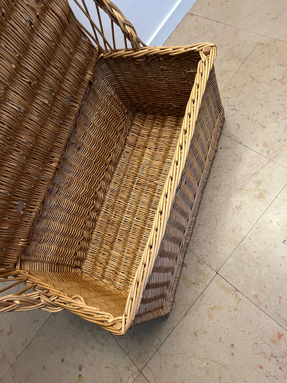 Vintage rattan wicker chest bench