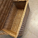 Vintage rattan wicker chest bench