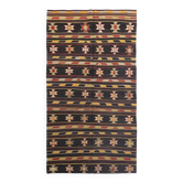 Tapis Kilim turc en laine noir et jaune 6x10, 170x312 cm