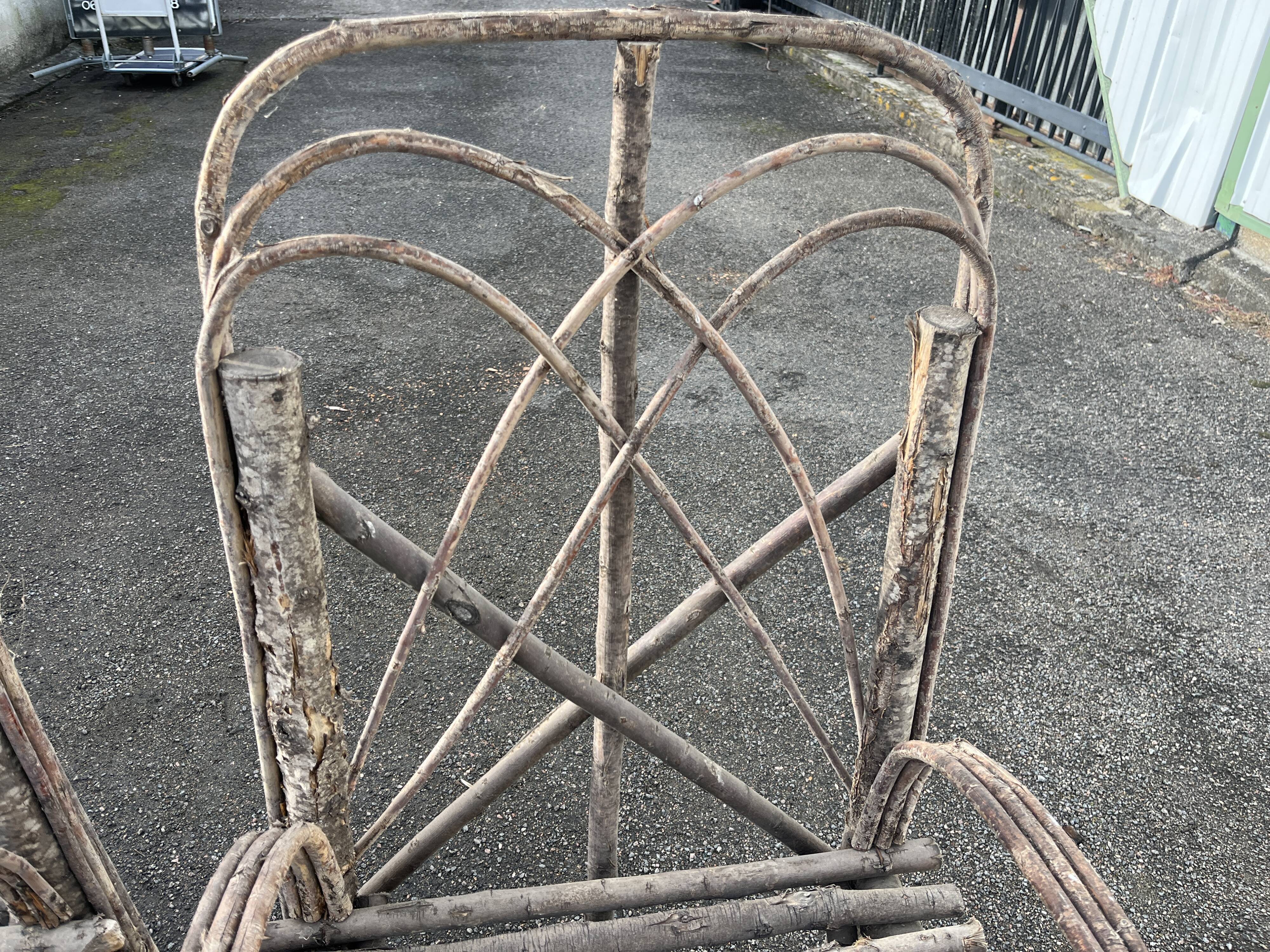 Pair of rustic natural wood armchairs