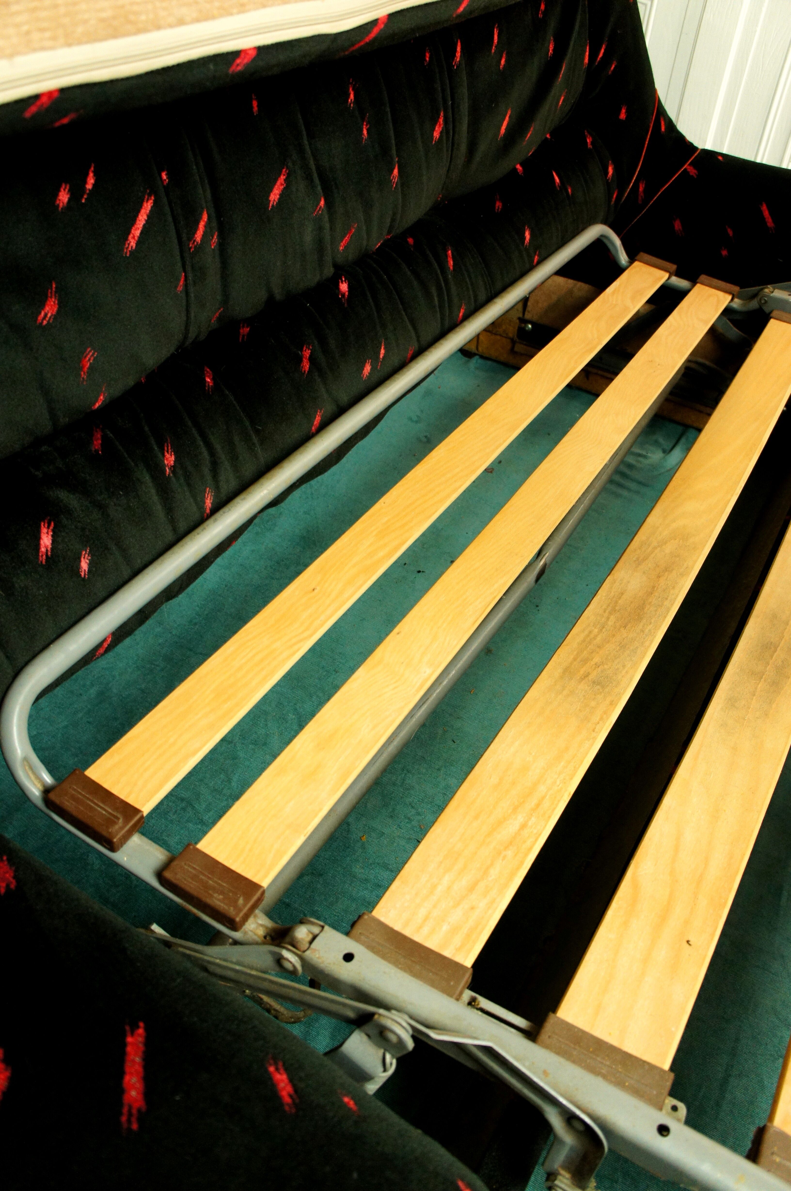 Convertible sofa in black velvet, 80s