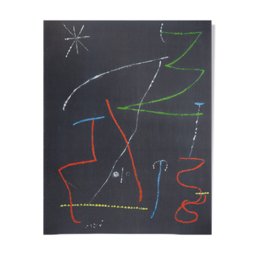 Joan miro : oiseau dans la nuit - pochoir original signé