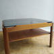 Table basse carrée en teck et verre - 1970