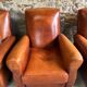 Lot de 4 fauteuils club, Cognac