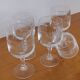 Set of 5 old port glasses with engraved crystal stems