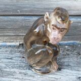 Porcelain monkey old animal statuette Germany? coppenhagen?