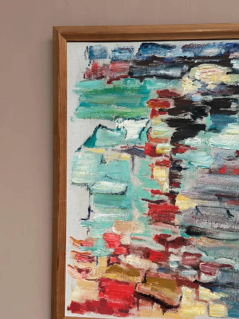 Swedish Oil on Canvas“Abstract Composition” by Klas Engman– Vintage &Framed