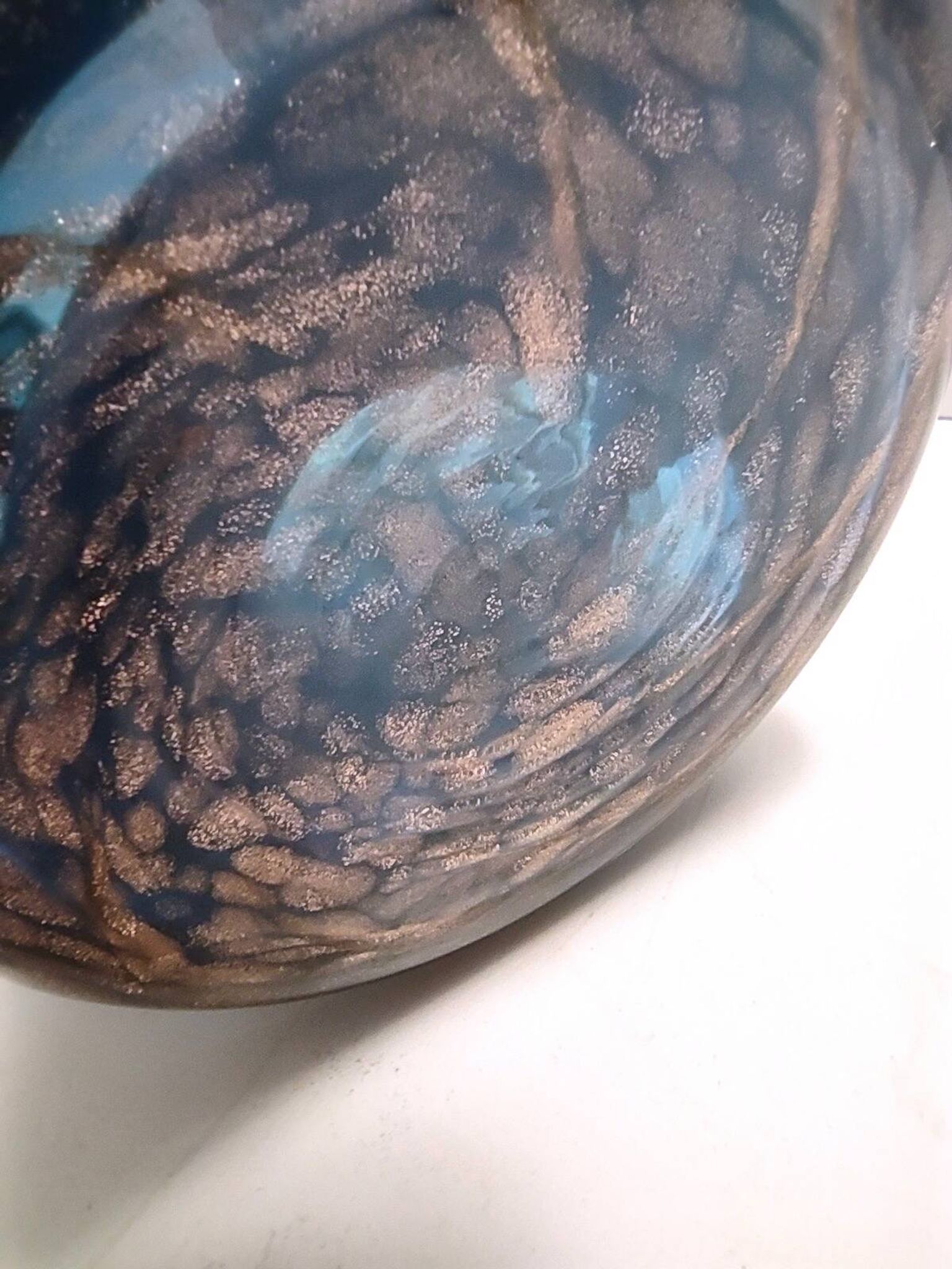 Blue Murano Glass Vase by Fratelli Toso with Bronze Aventurine