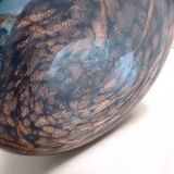 Blue Murano Glass Vase by Fratelli Toso with Bronze Aventurine