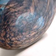 Blue Murano Glass Vase by Fratelli Toso with Bronze Aventurine