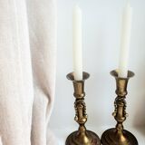 Pair of brass candle holders