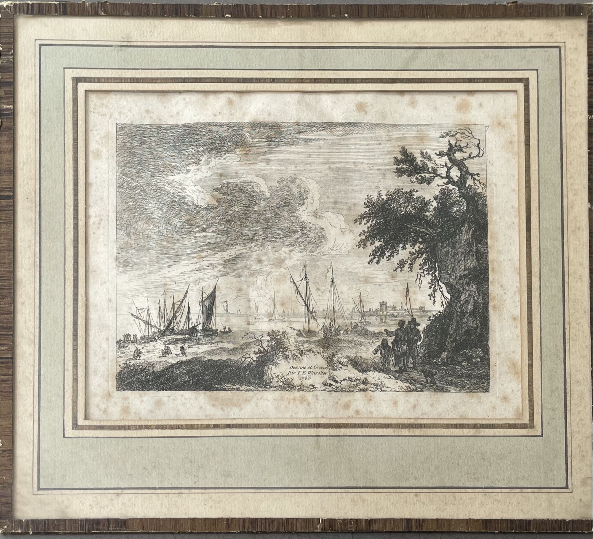 Antique engraving painting XVIIIth Franz Edmund Weirotter 1763