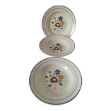 Trio of K&G Lunéville soup plates – Chantilly model, hand-painted