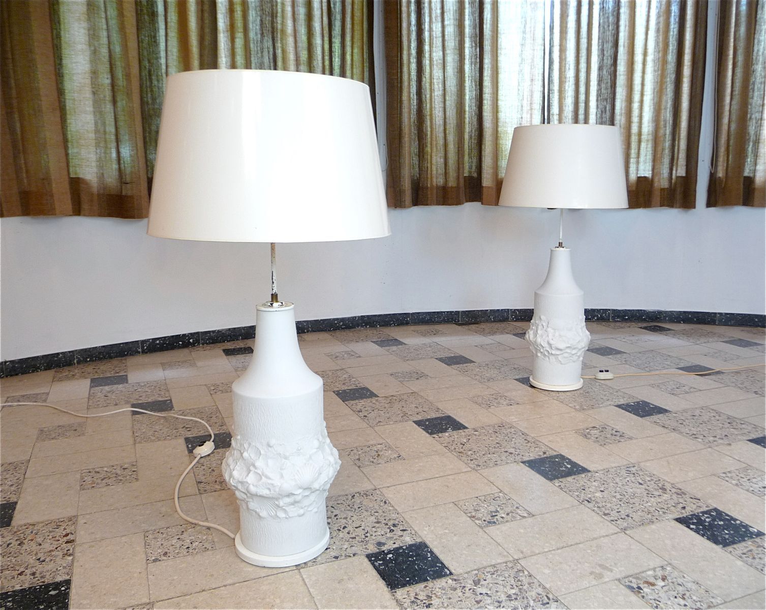 Large bisque porcelain table lamps from Kaiser, Germany 1960s, Set of 2