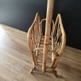 Vintage magazine holder 60s in rattan honey light