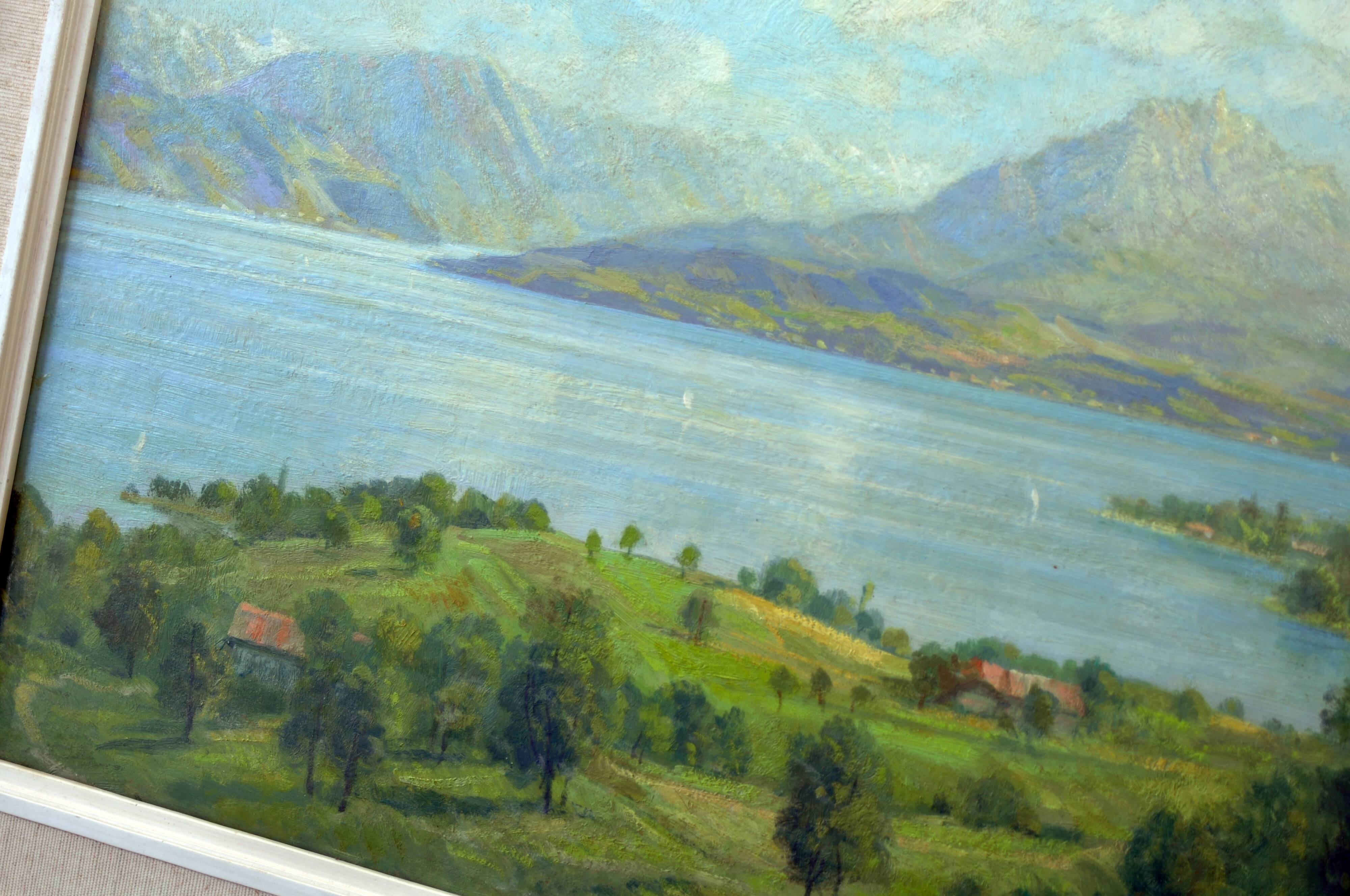 Tableau, peinture a l huile lac du salagou