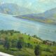 Tableau, peinture a l huile lac du salagou
