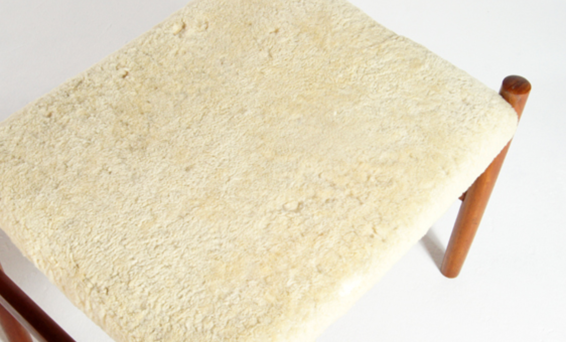 Tabouret en teck laine style danois retro années 60