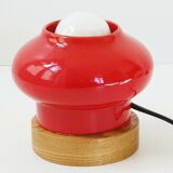 Vintage 1960 red ceramic table lamp Porcelain