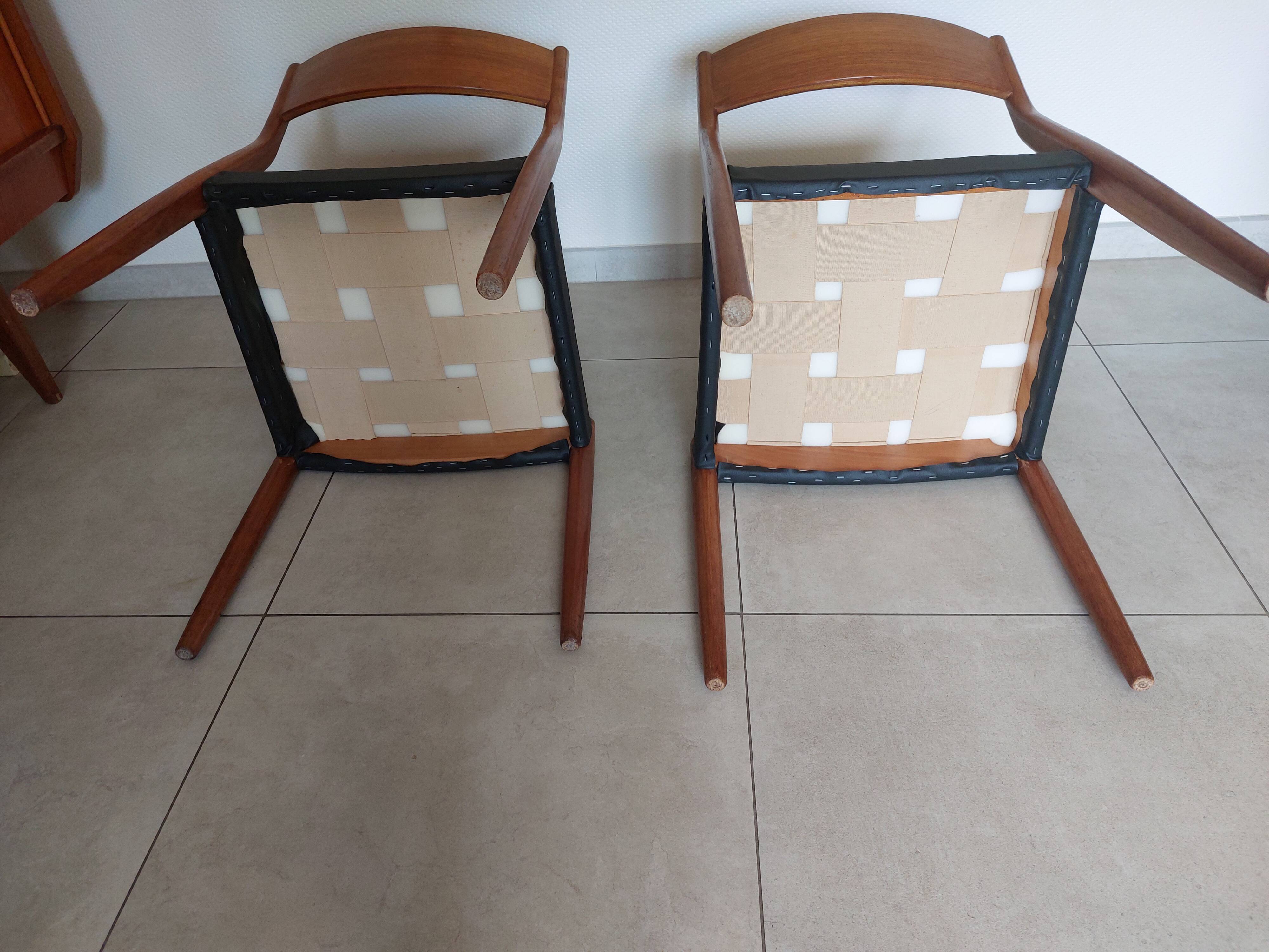 paire de chaises scandinaves style Fristho Franeker, assises rénovées