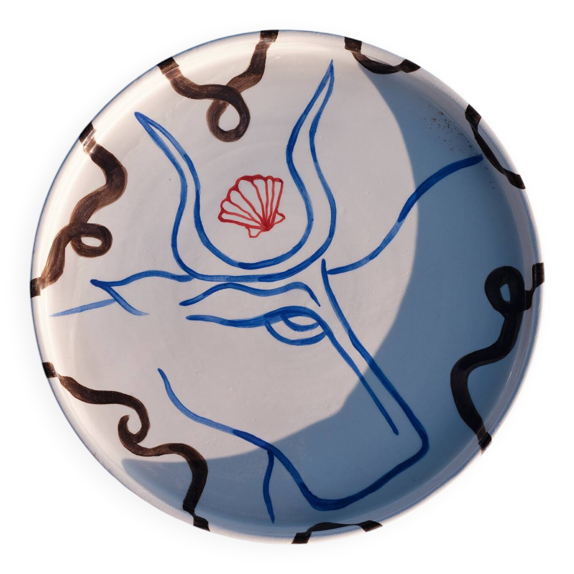 Taureau blanc - plateau en céramique