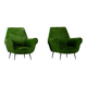 Green velvet armchairs by Gigi Radice, Italy 1950s set of 2