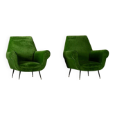 Chaises en velours vert de Gigi Radice, Italie années 1950, ensemble de 2.