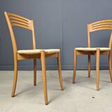 Chaises de salle à manger vintage de bistrot italien et corde de papier, années 1980